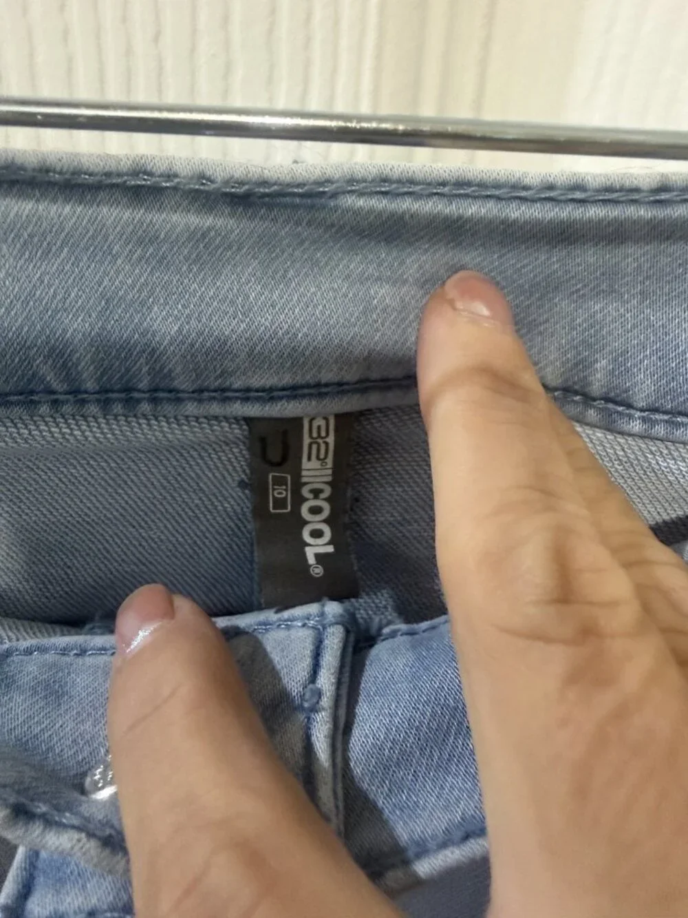32 COOL Size 10 Gray Denim Mini Skirt Straight Pencil Casual